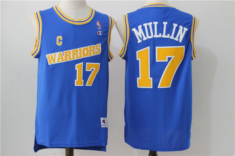 Men Golden State Warriors #17 Mullin Blue Throwback NBA Jerseys
